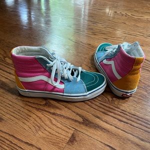 Vans limited edition color block suede high tops, size 8